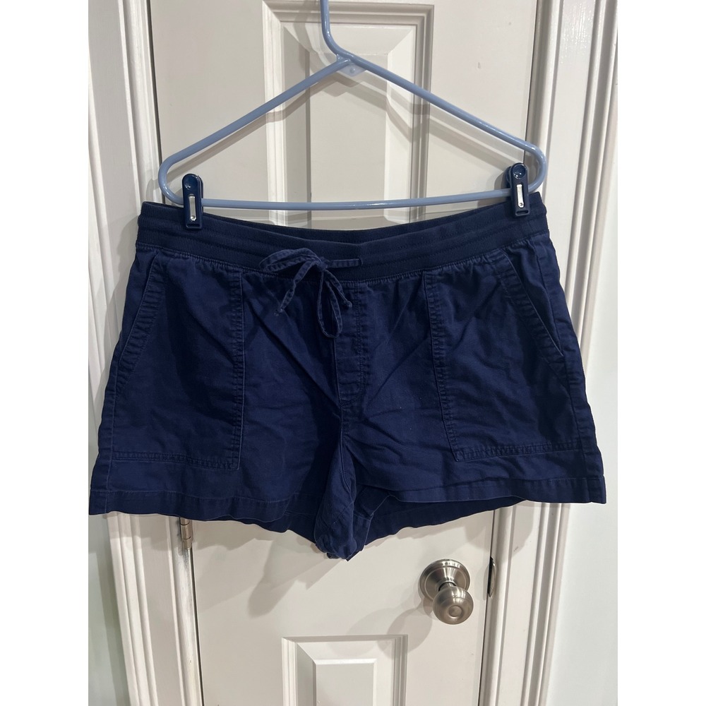 Gap Womens Navy Blue 100% Cotton Drawstring Elastic Waist Casual Shorts Size L